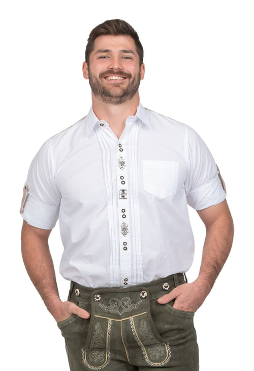 Dirndl Trachten Haus Button-Down Dress Lederhosen Shirt for Men - White Shirt