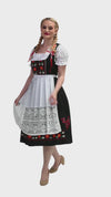 Classic in German Black: Long Black Dirndl Dress Set for Oktoberfest and Bavarian Celebrations