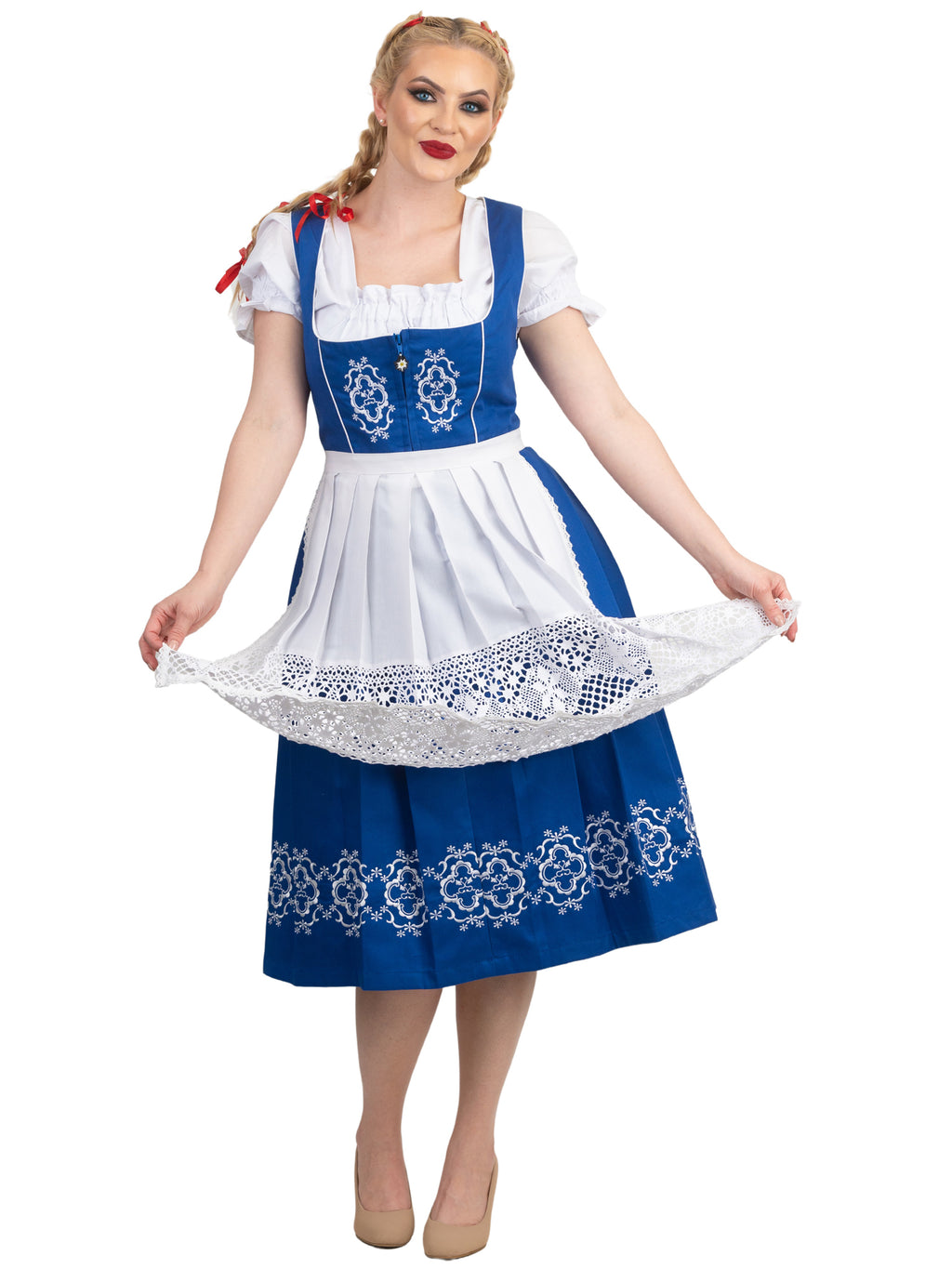 Exclusive Blue Long Dirndl Dress Set: For Authentic German Oktoberfest Celebrations 24