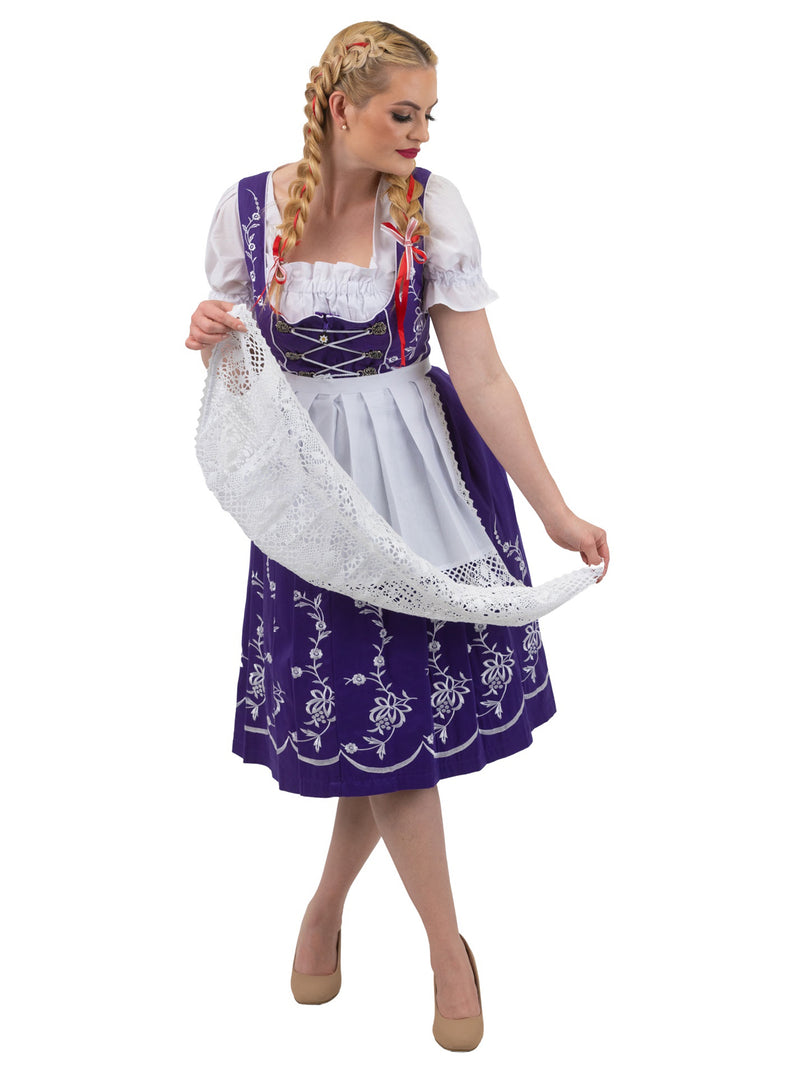 Royal Bavarian: Long Purple Women’s Dirndl Dress Set, Oktoberfest Attire