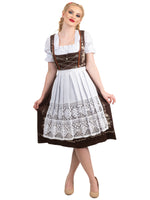 Bavarian Elegance in Brown: Traditional Long Brown German Dirndl Dress Set