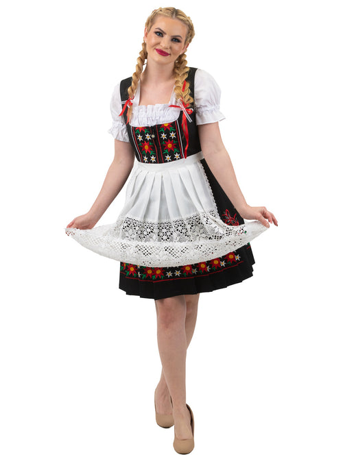 Timeless in Black: Short Black German Dirndl Dress Set for Oktoberfest Celebrations