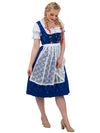 Long Blue Bavarian Bliss: German Oktoberfest Dirndl Dress Set for Bavarian Festivities