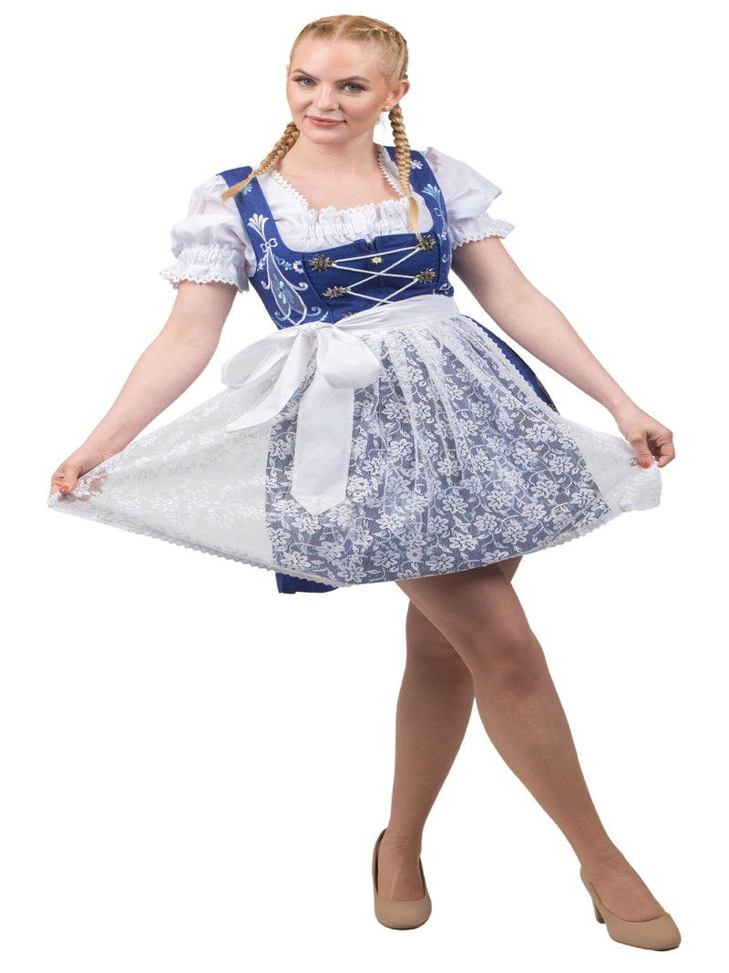 Regal Blue Dirndl Set: Classic Short Oktoberfest Dress Complete with A Dirndl Trachten Haus Regal Blue Dirndl Set: Classic Short Oktoberfest Dress Complete with A Dirndl Trachten Haus