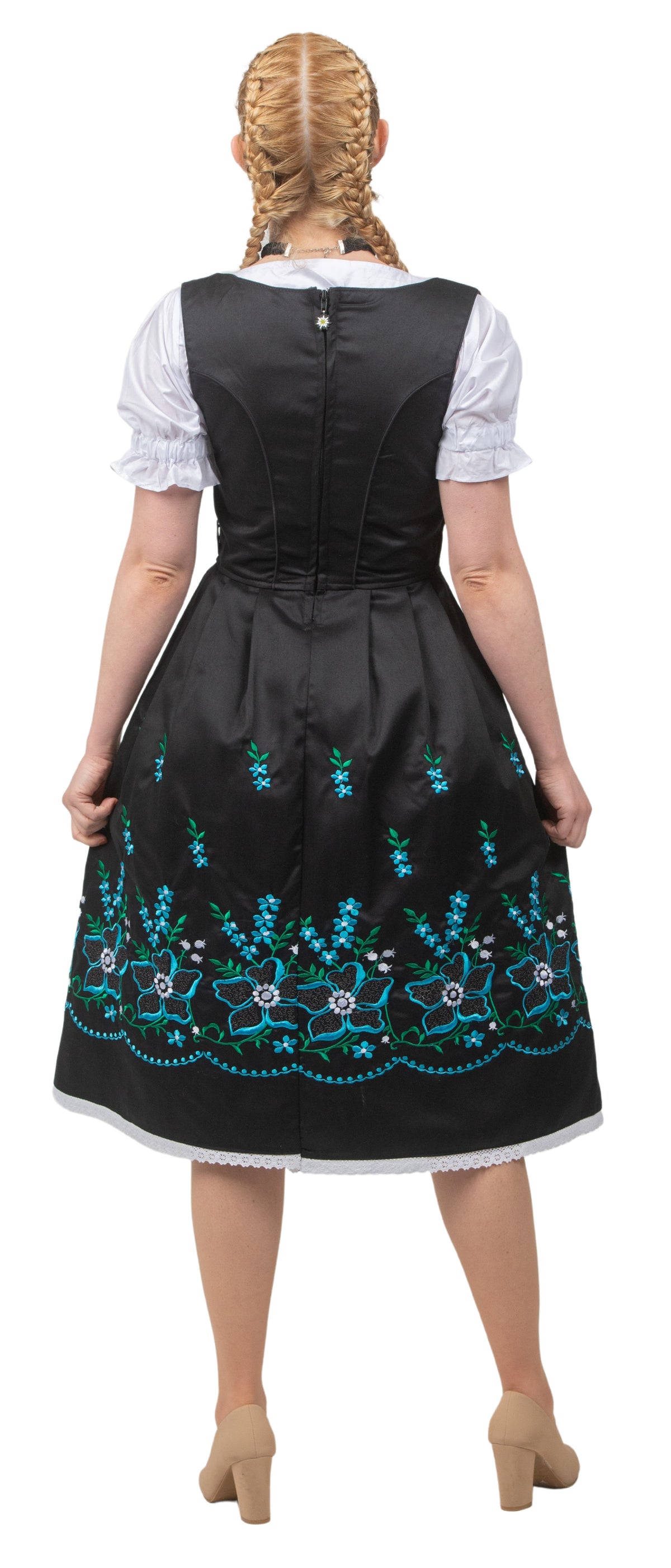 Long Black Dirndl Dress Set for Oktoberfest and Bavarian Celebrations