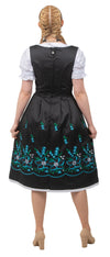 Long Black Dirndl Dress Set for Oktoberfest and Bavarian Celebrations