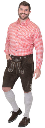 Dirndl Trachten Haus Button-Down Casual Lederhosen Shirt for Men - Red Shirt