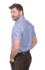 Dirndl Trachten Haus Button-Down Casual Lederhosen Shirt for Men - Blue Shirt