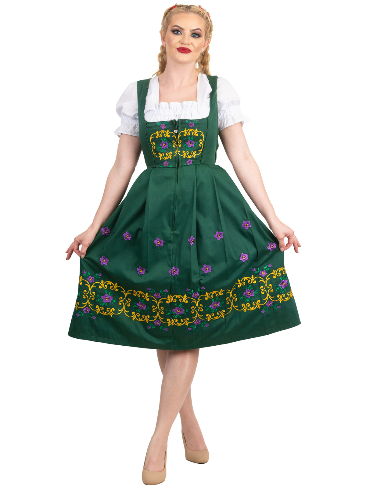 Oktoberfest Elegance: High-Quality Long Green German Dress f for Oktoberfest Bavarian outfit