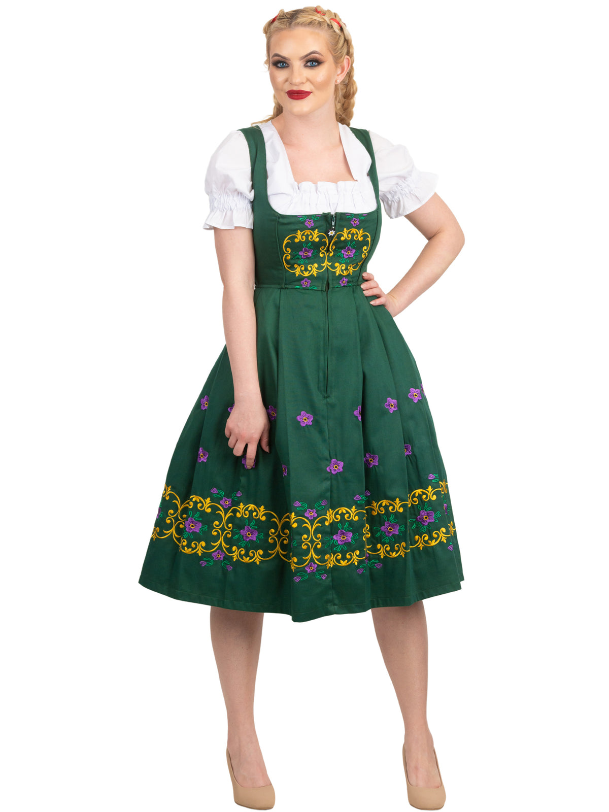 Oktoberfest Elegance: High-Quality Long Green German Dress f for Oktoberfest Bavarian outfit