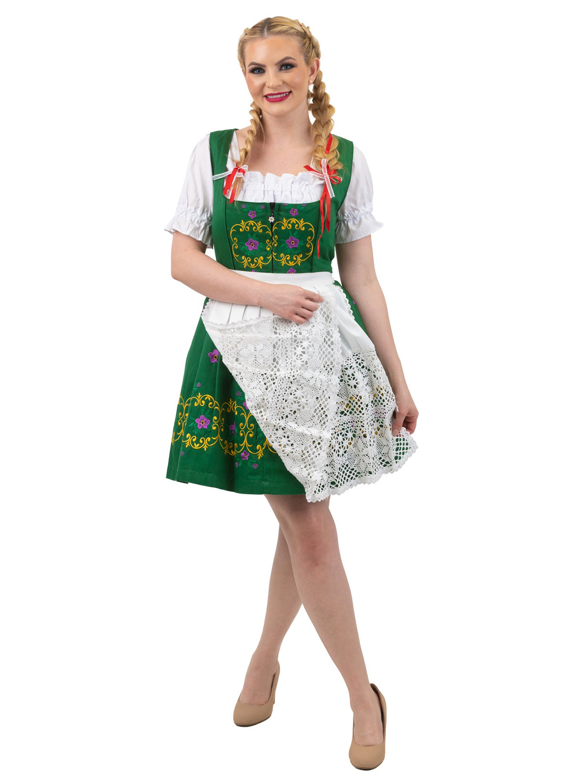Oktoberfest Elegance: High-Quality Green Short German Dress for Oktoberfest Bavarian outfit