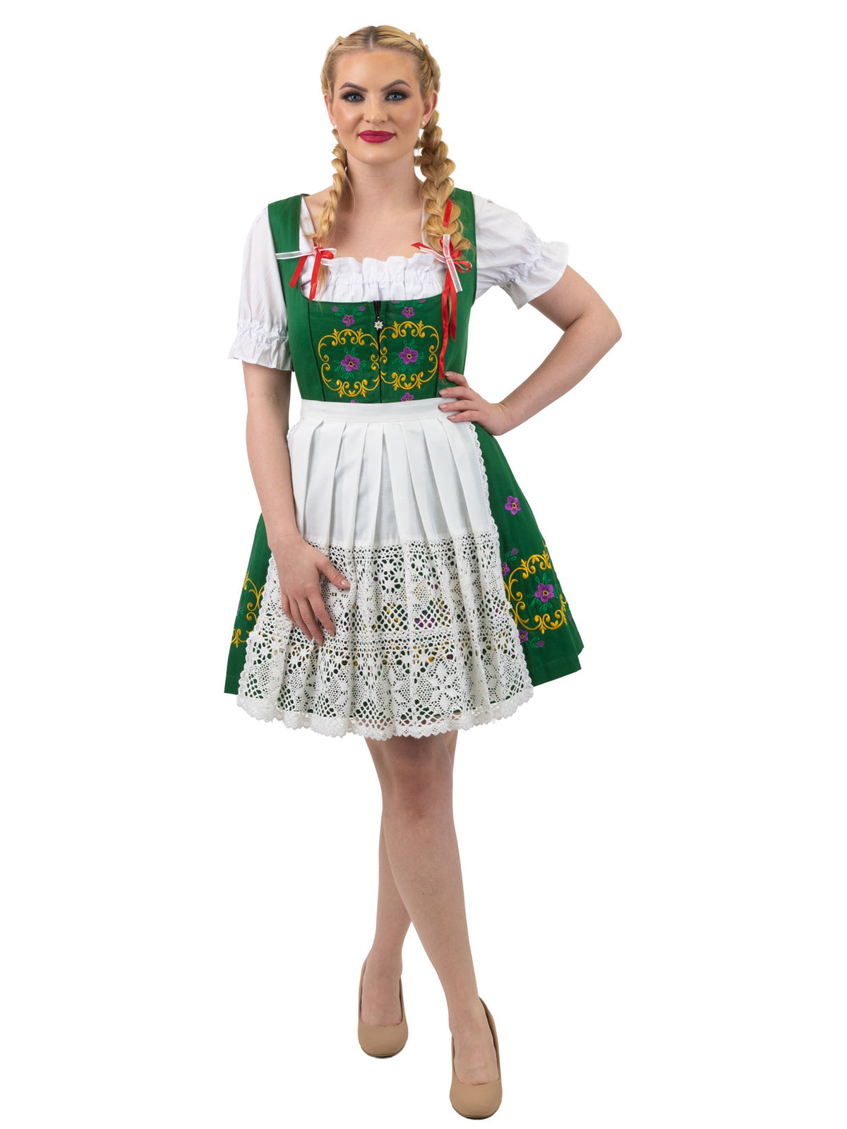 Oktoberfest Elegance: High-Quality Green Short German Dress for Oktoberfest Bavarian outfit