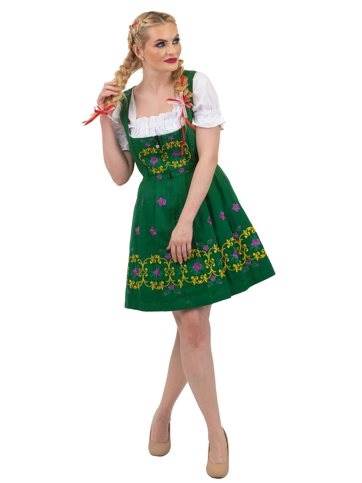 Oktoberfest Elegance: High-Quality Green Short German Dress for Oktoberfest Bavarian outfit
