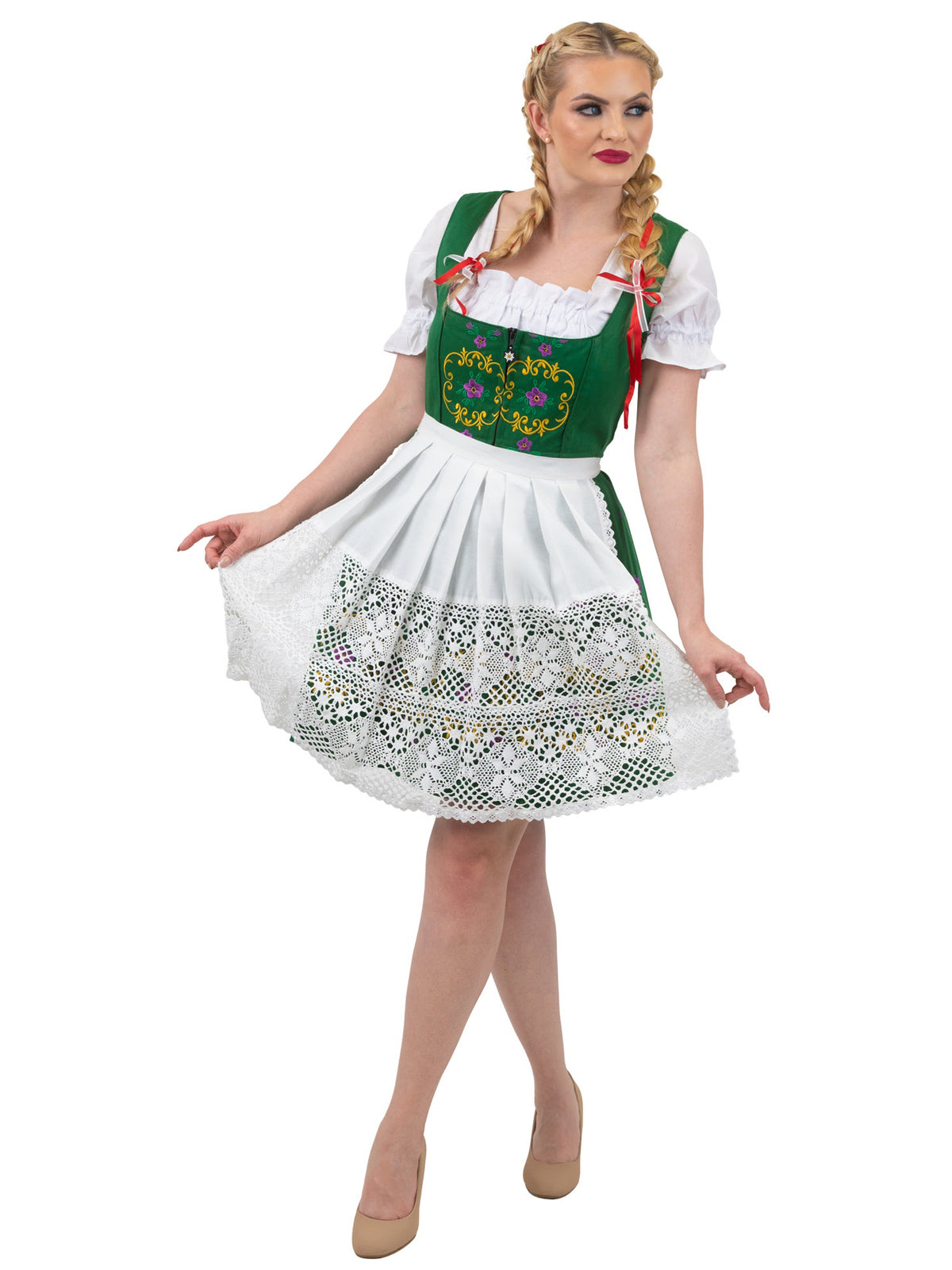 Oktoberfest Elegance: High-Quality Green Short German Dress for Oktoberfest Bavarian outfit