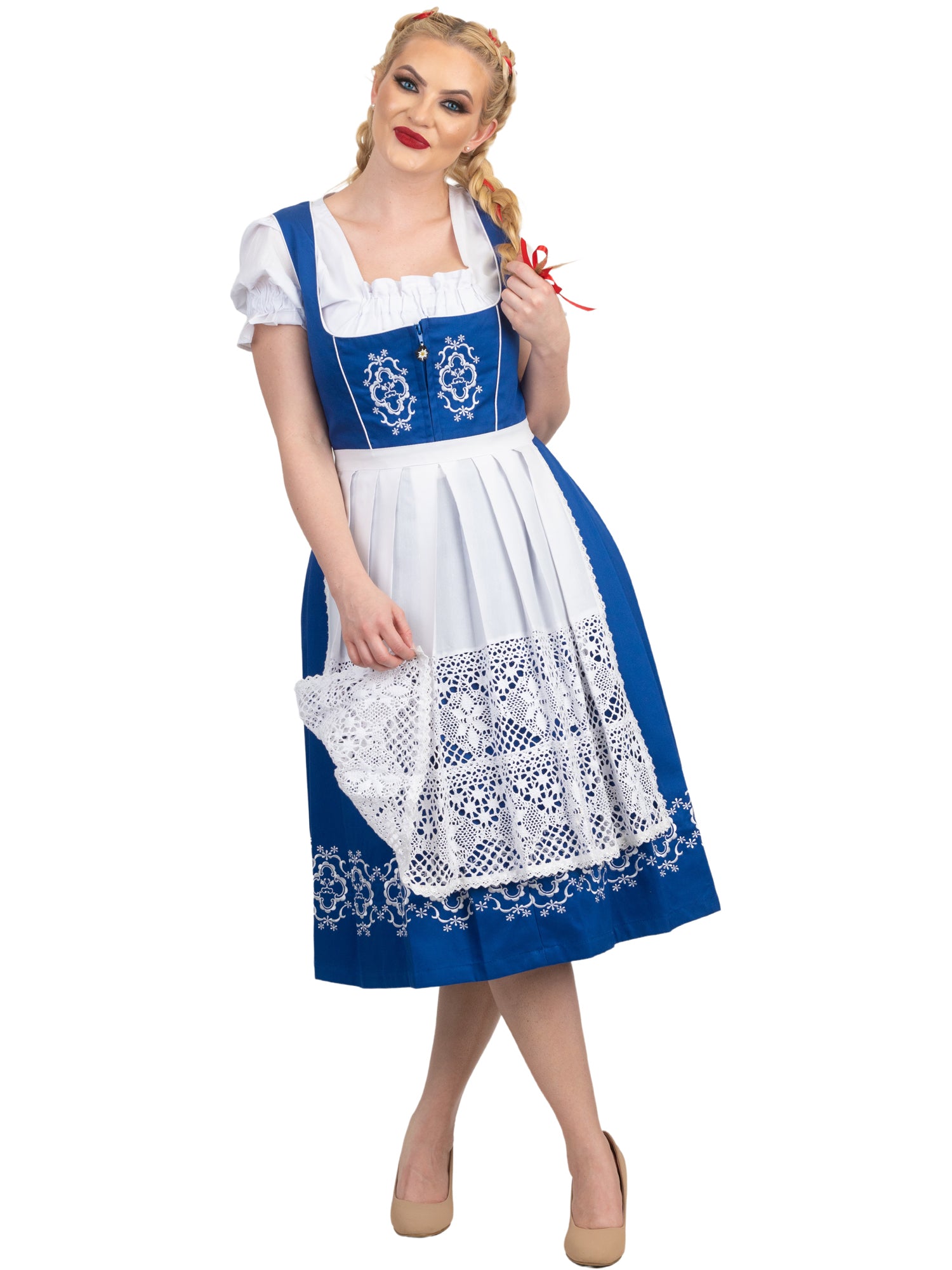 Exclusive Blue Long Dirndl Dress Set: For Authentic German Oktoberfest Celebrations 24 Exclusive Blue Long Dirndl Dress Set: For Authentic German Oktoberfest Celebrations 24