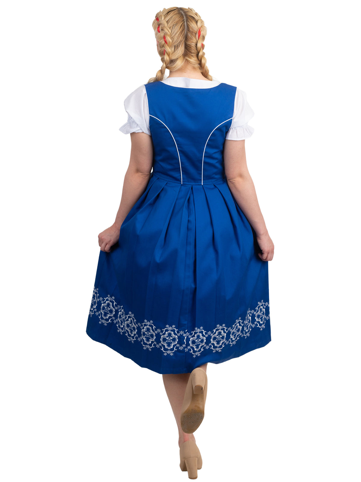 Exclusive Blue Long Dirndl Dress Set: For Authentic German Oktoberfest Celebrations