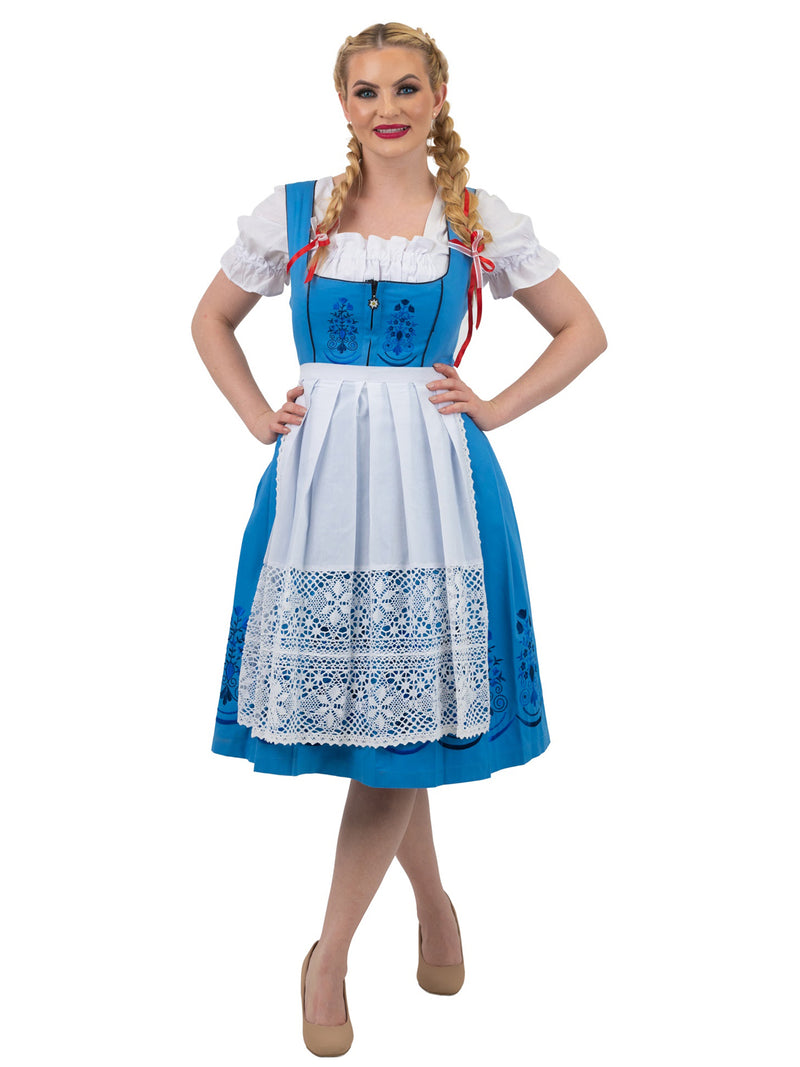 Oktoberfest Blues: Light Blue Classic Long Dirndl Dress Set Dirndl Trachten Haus Oktoberfest Blues: Light Blue Classic Long Dirndl Dress Set Dirndl Trachten Haus
