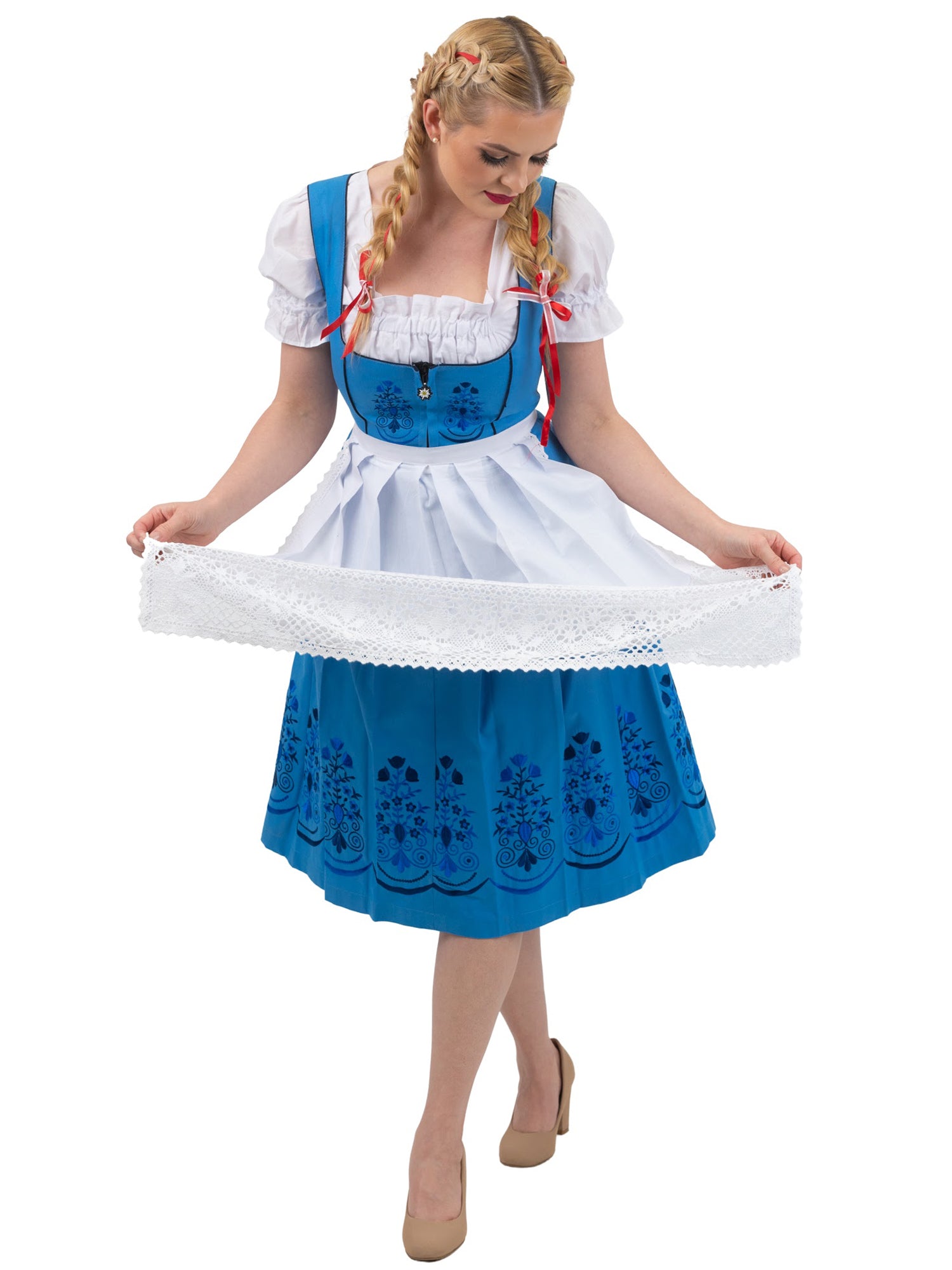 Oktoberfest Blues: Light Blue Classic Long Dirndl Dress Set 16 Oktoberfest Blues: Light Blue Classic Long Dirndl Dress Set 16
