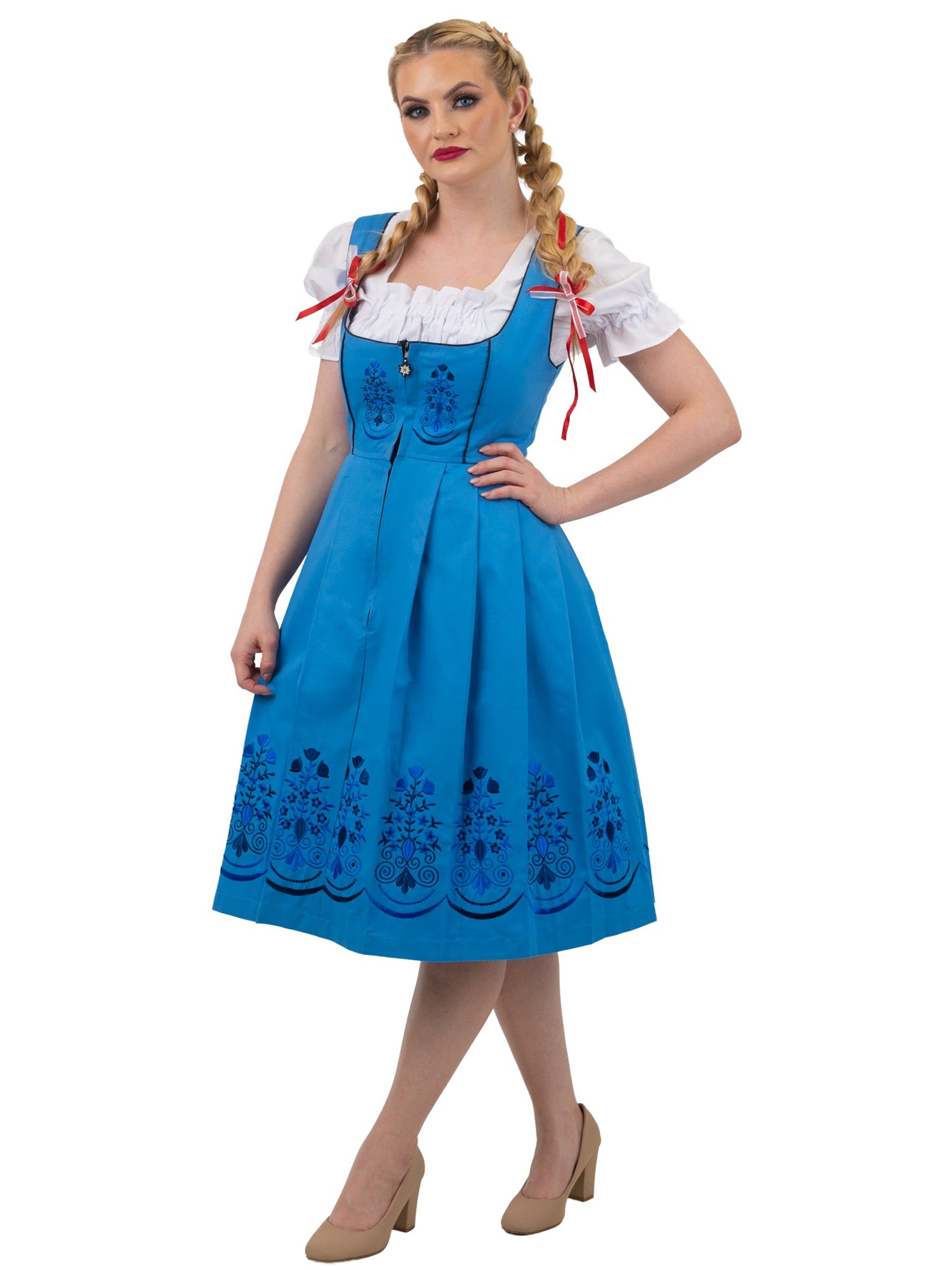 Oktoberfest Blues: Light Blue Classic Long Dirndl Dress Set 16 Oktoberfest Blues: Light Blue Classic Long Dirndl Dress Set 16