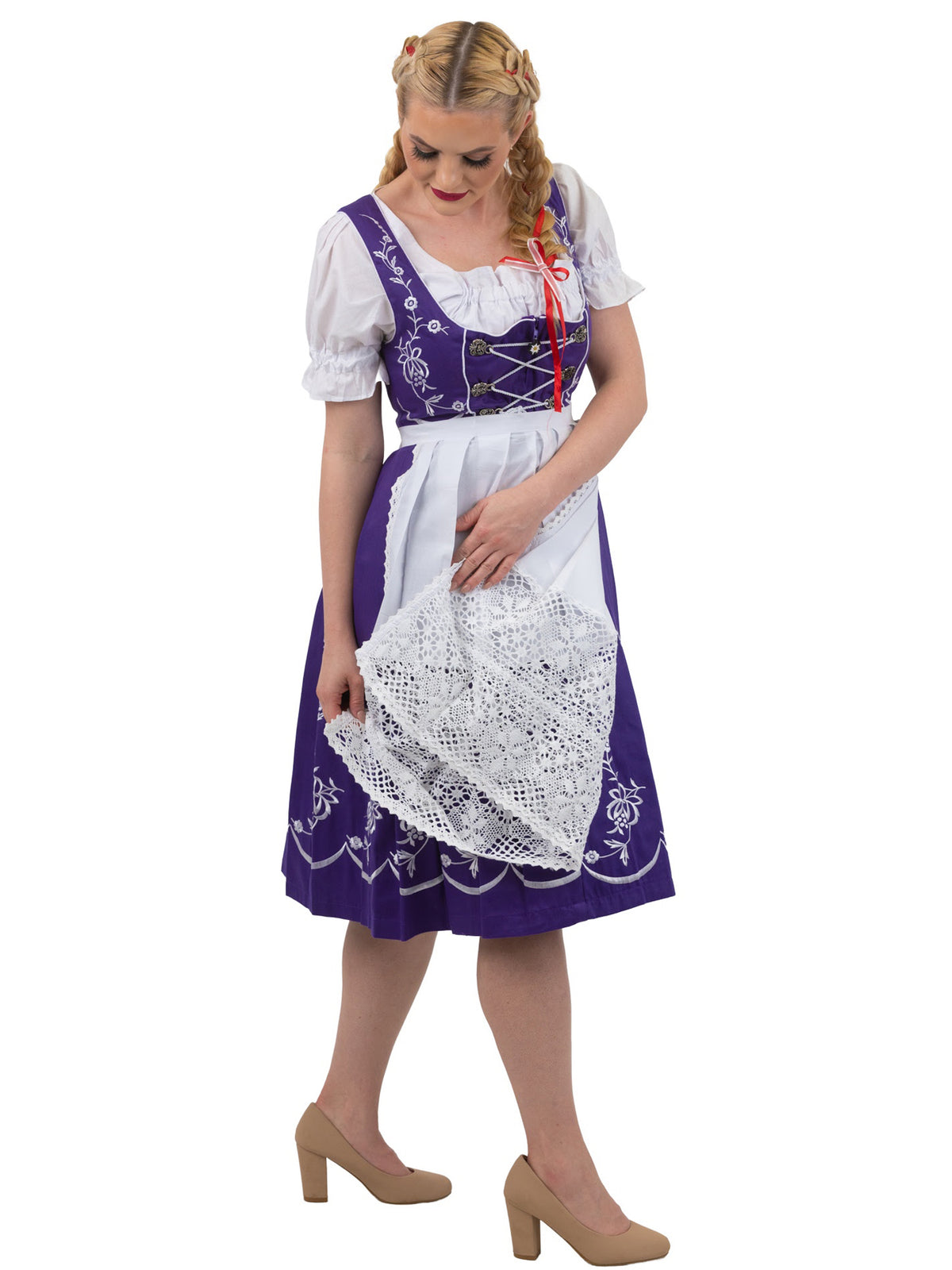Royal Bavarian: Long Purple Women’s Dirndl Dress Set, Oktoberfest Attire 20