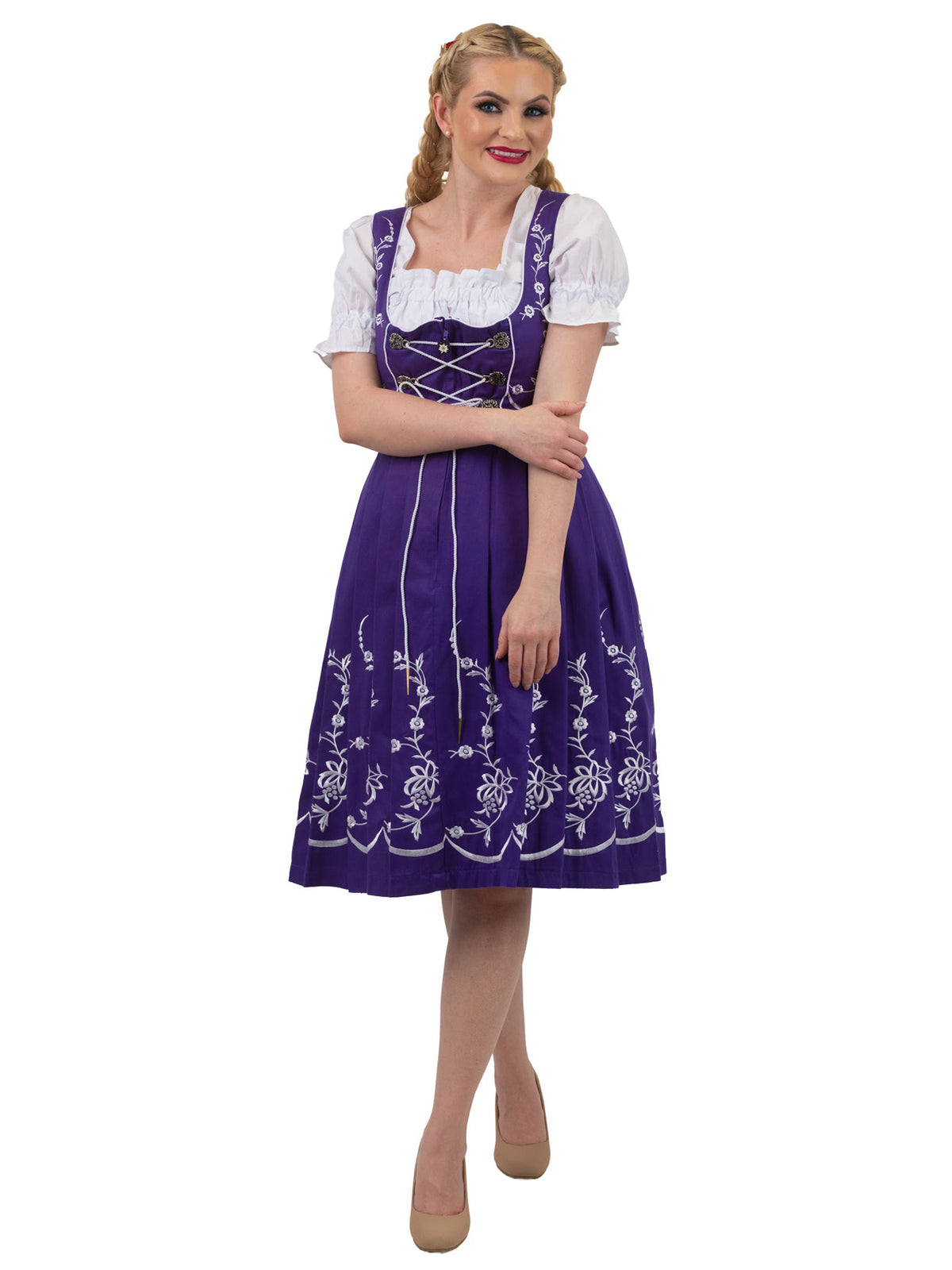 Royal Bavarian: Long Purple Women’s Dirndl Dress Set, Oktoberfest Attire 20