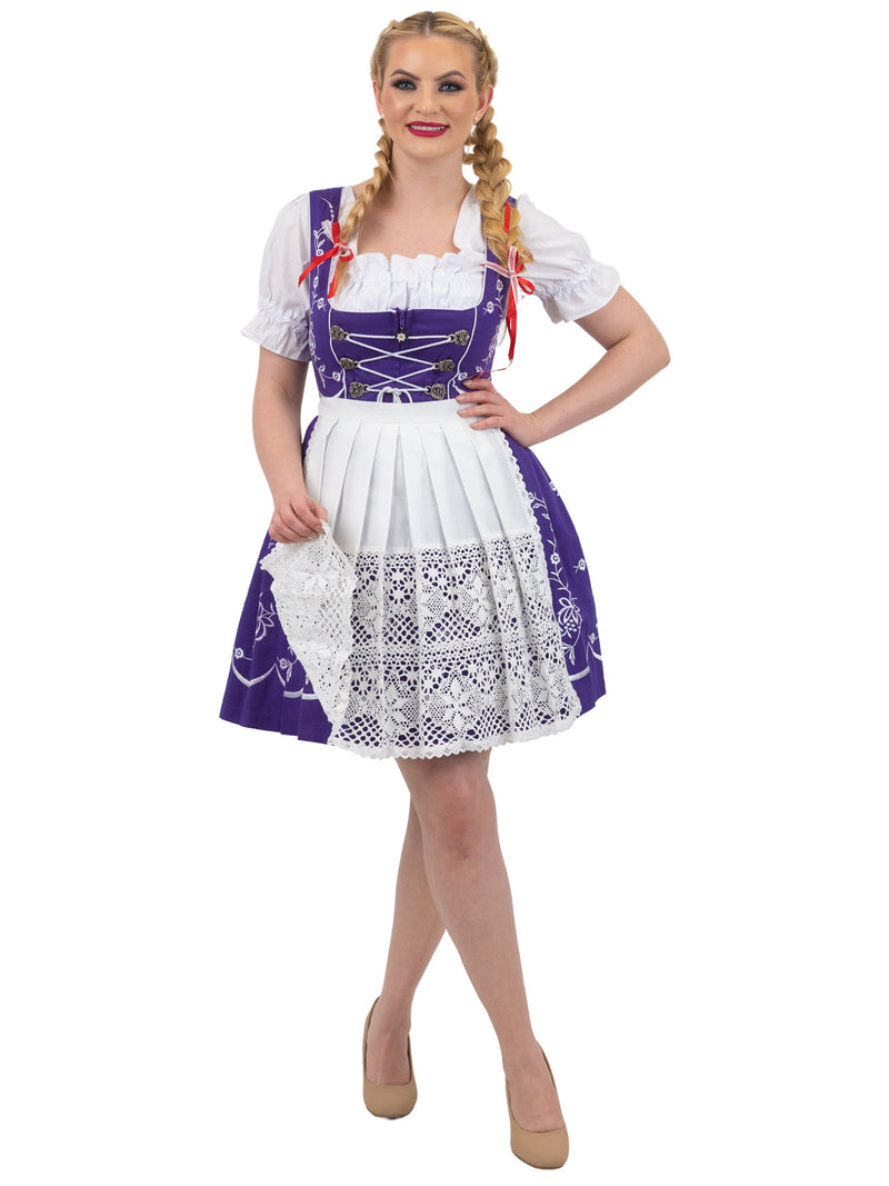 Royal Bavarian Short Purple German Dirndl Dress Set Authentic Oktobe Dirndl Trachten Haus
