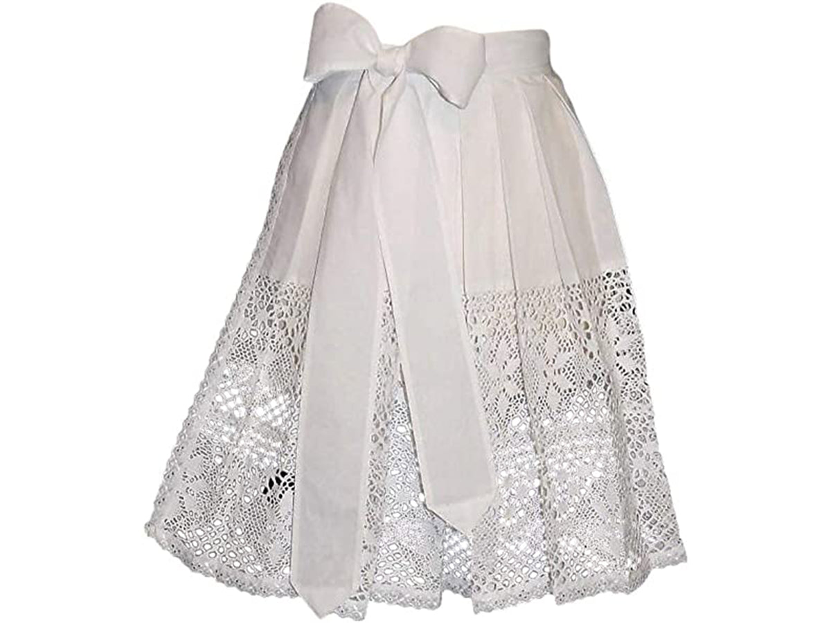 Authentic German Charm: Short White Lace Waist Apron for Short Dirndl Dresses