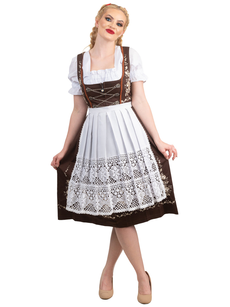 Bavarian Elegance in Brown: Traditional Long Brown German Dirndl Dress Dirndl Trachten Haus Bavarian Elegance in Brown: Traditional Long Brown German Dirndl Dress Dirndl Trachten Haus