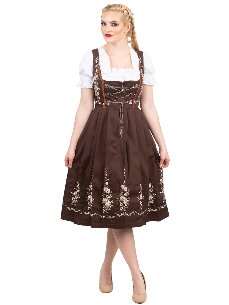 Bavarian Elegance in Brown: Traditional Long Brown German Dirndl Dress Dirndl Trachten Haus Bavarian Elegance in Brown: Traditional Long Brown German Dirndl Dress Dirndl Trachten Haus