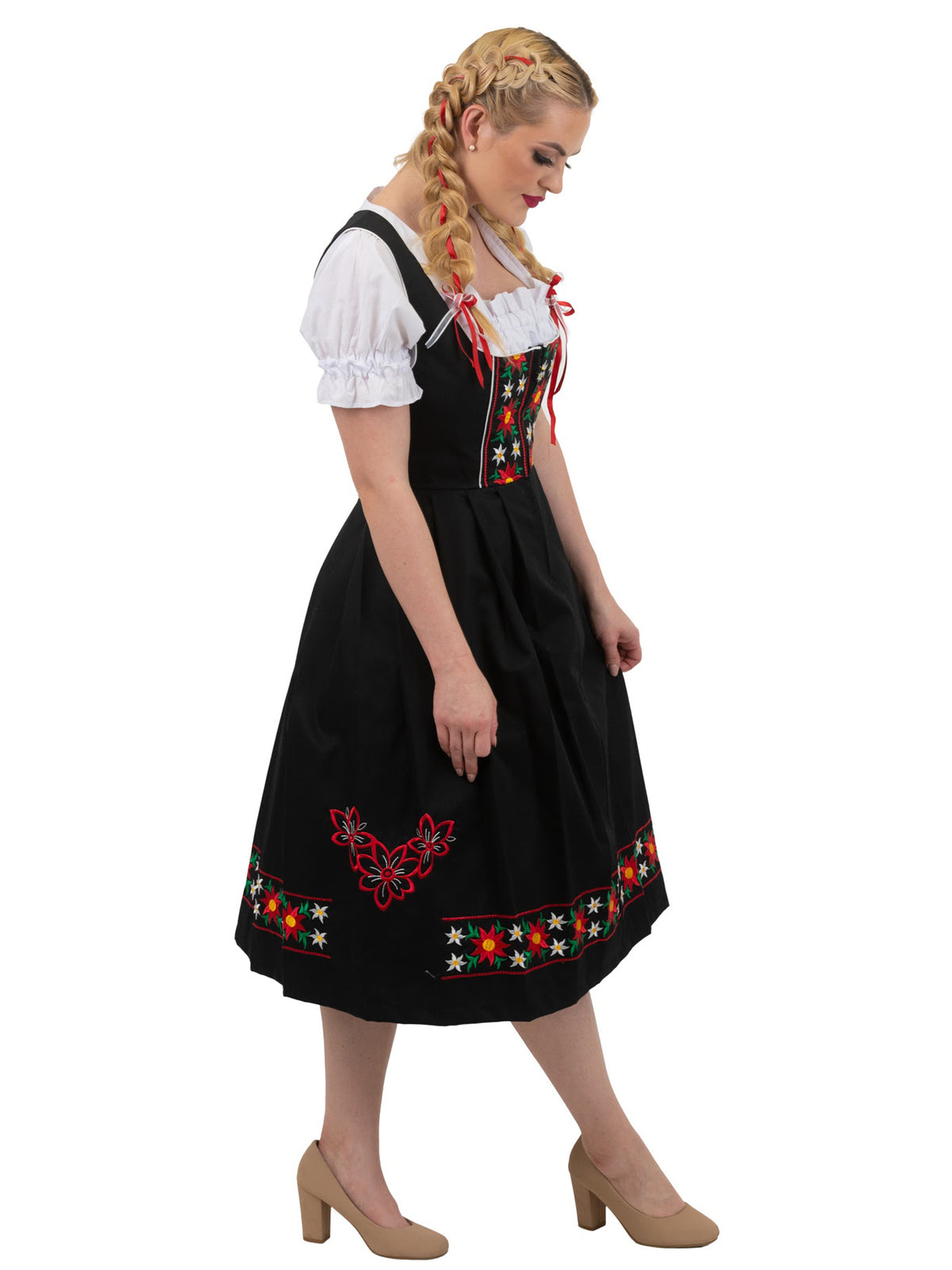 Classic in German Black: Long Black Dirndl Dress Set for Oktoberfest and Bavarian Celebrations 16