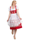 Traditional Red Oktoberfest Dress: 3 Piece Long Dirndl Set