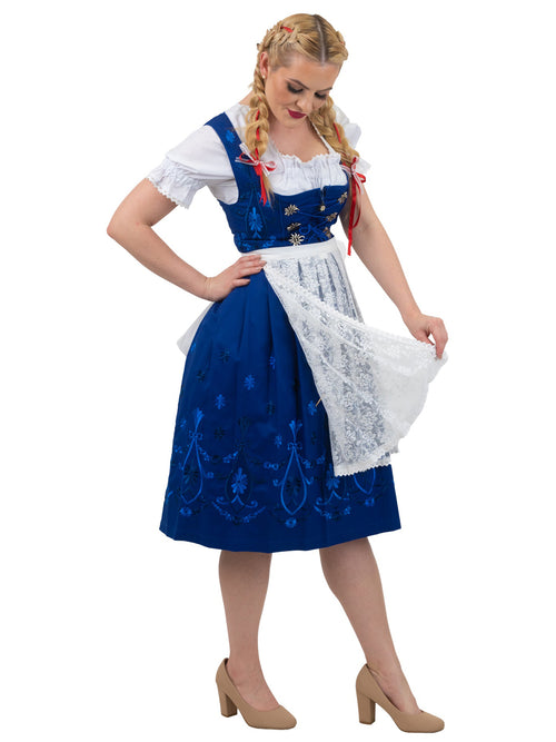 Long Blue Bavarian Bliss: German Oktoberfest Dirndl Dress Set for Bavarian Festivities