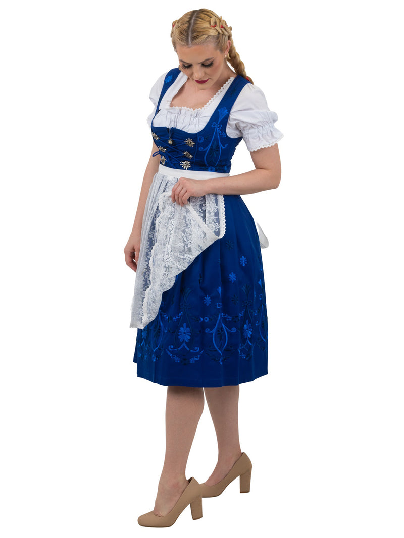 Long Blue Bavarian Bliss: German Oktoberfest Dirndl Dress Set for Bavarian Festivities
